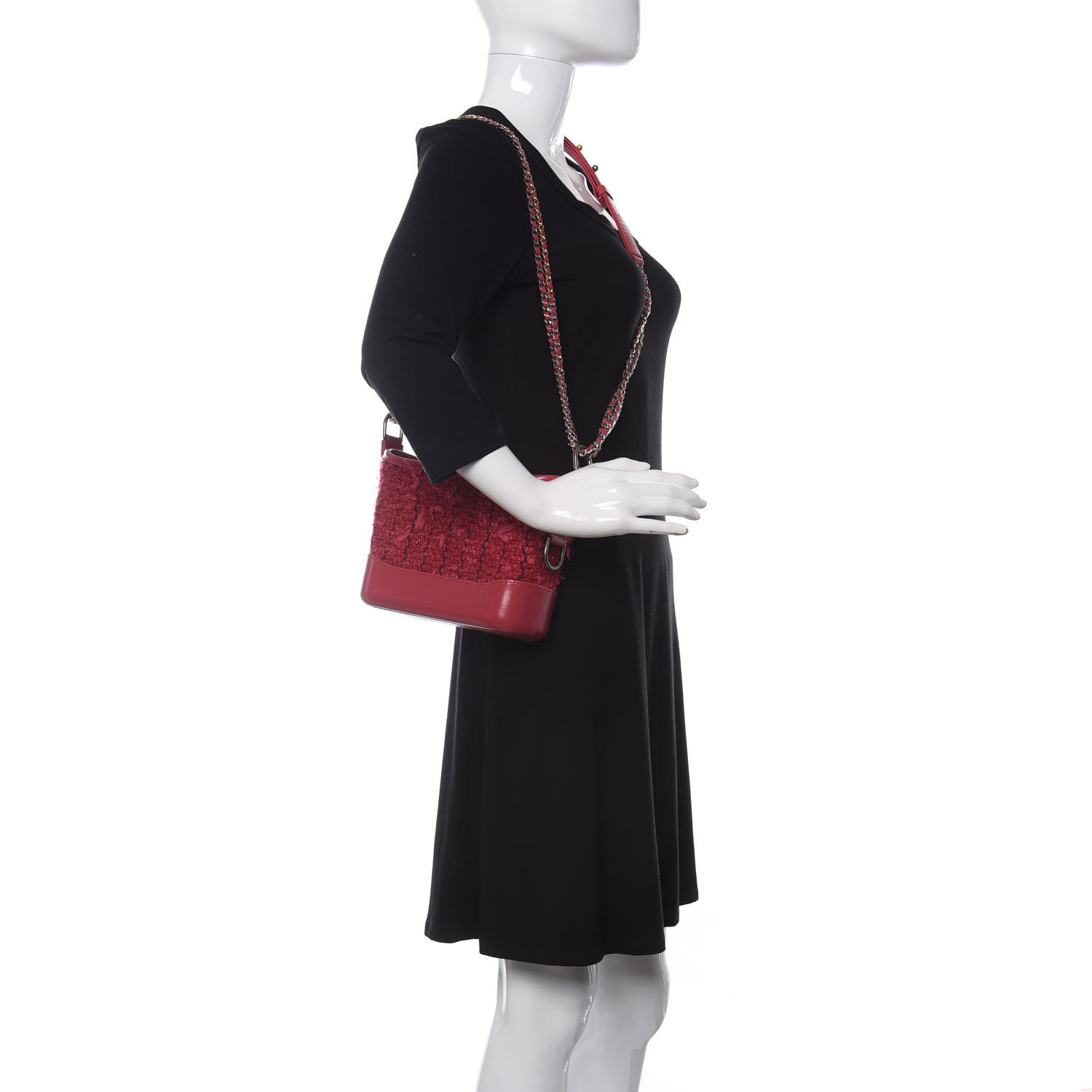 Chanel Tweed Calfskin Small Gabrielle Hobo Pink 2 of 11