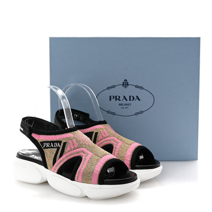 Prada Knit Cloudbust Sandals 35.5 Black Begonia Gold 9 of 9