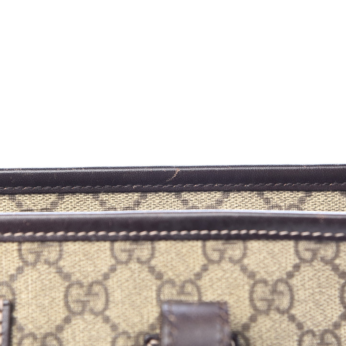 GG Supreme Monogram Medium Zippered Shopping Tote Dark Brown