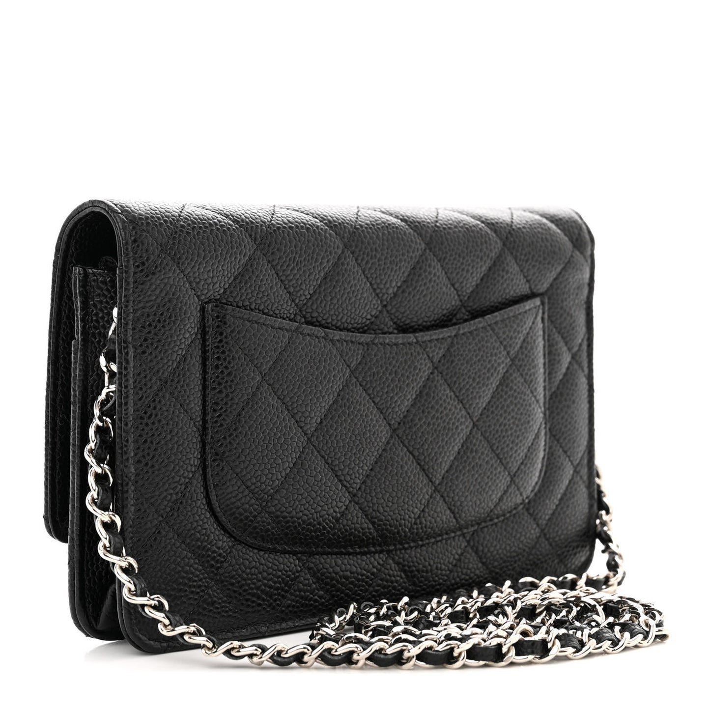 Caviar Quilted Wallet on Chain WOC Black