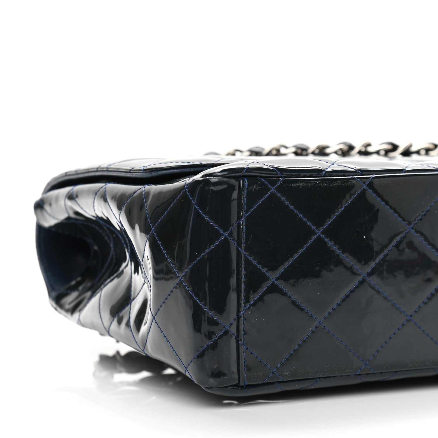 Chanel Patent Quilted Maxi Single Flap Navy Blue 8 of 10