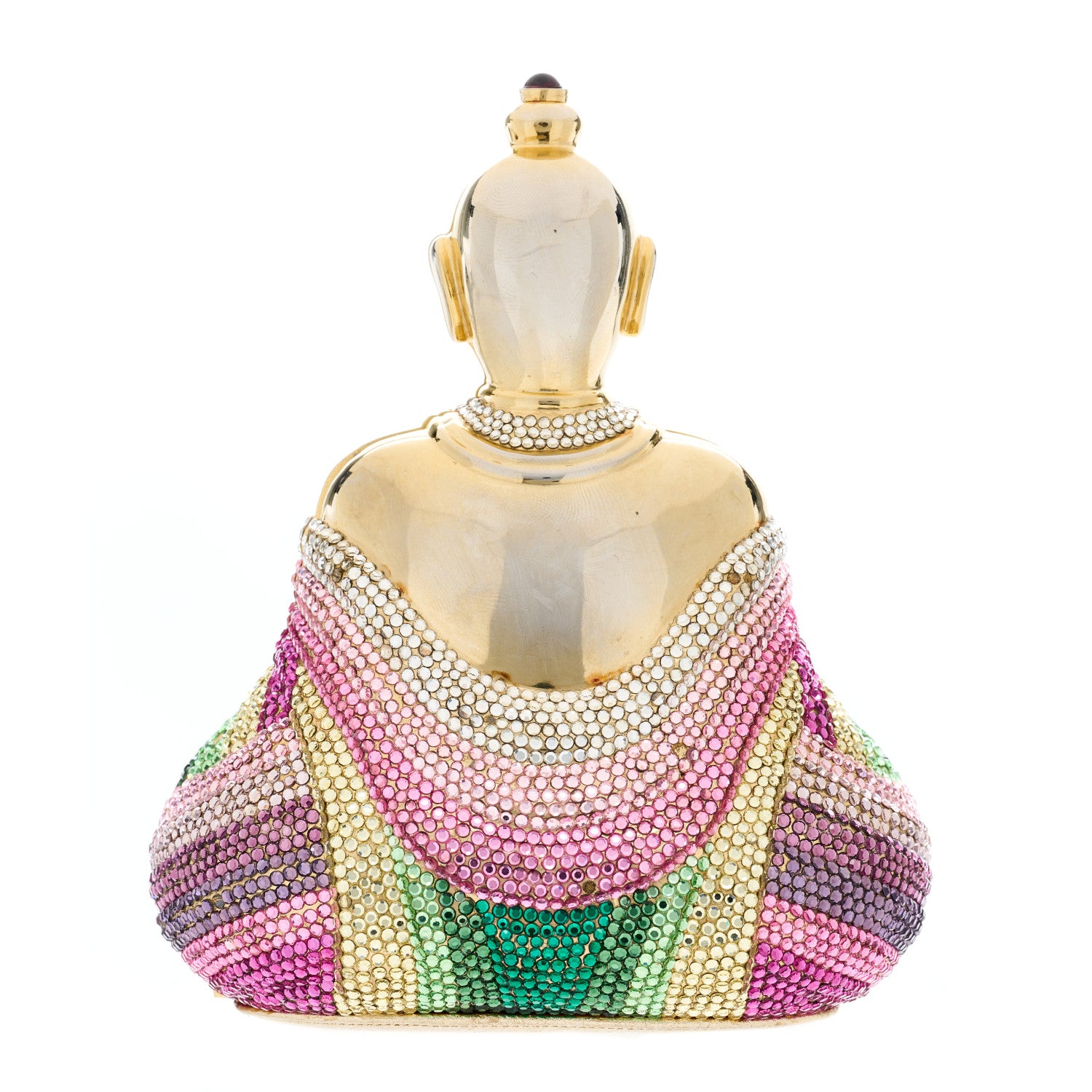 Judith Leiber Swarovski Crystal Buddha Minaudiere Clutch Gold 3 of 16
