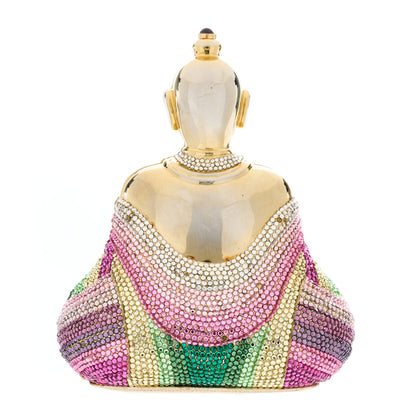Judith Leiber Swarovski Crystal Buddha Minaudiere Clutch Gold 3 of 16