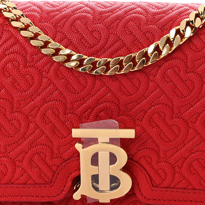 Burberry Grainy Calfskin Monogram Embossed Small TB Chain Bag Bright Red 7 of 9