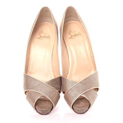 Christian Louboutin Suede Orlato Shelley 90 Pumps 38.5 Gold 5 of 11