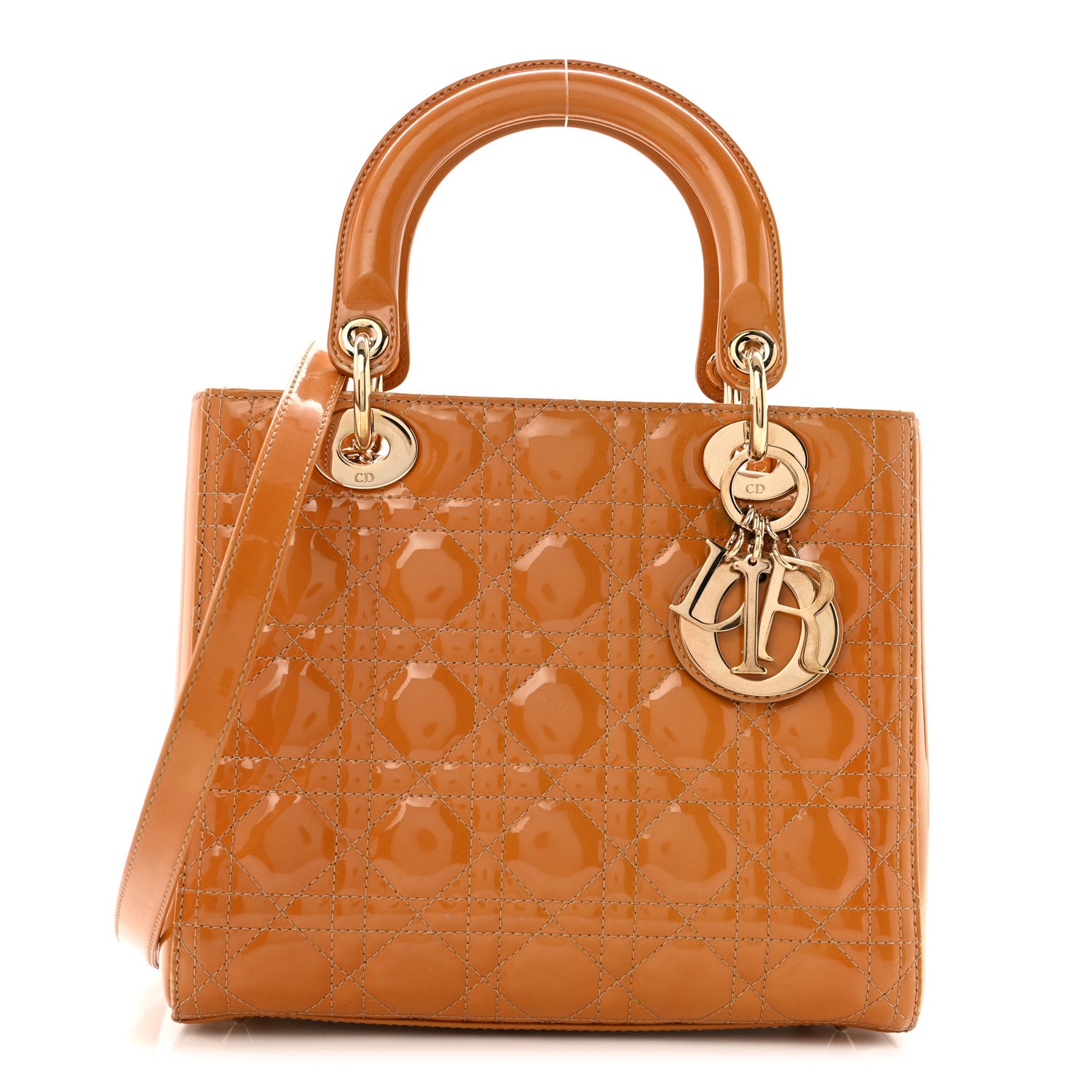 Christian Dior Patent Cannage Medium Lady Dior Dark Beige 1 of 16