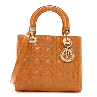 Christian Dior Patent Cannage Medium Lady Dior Dark Beige 1 of 16