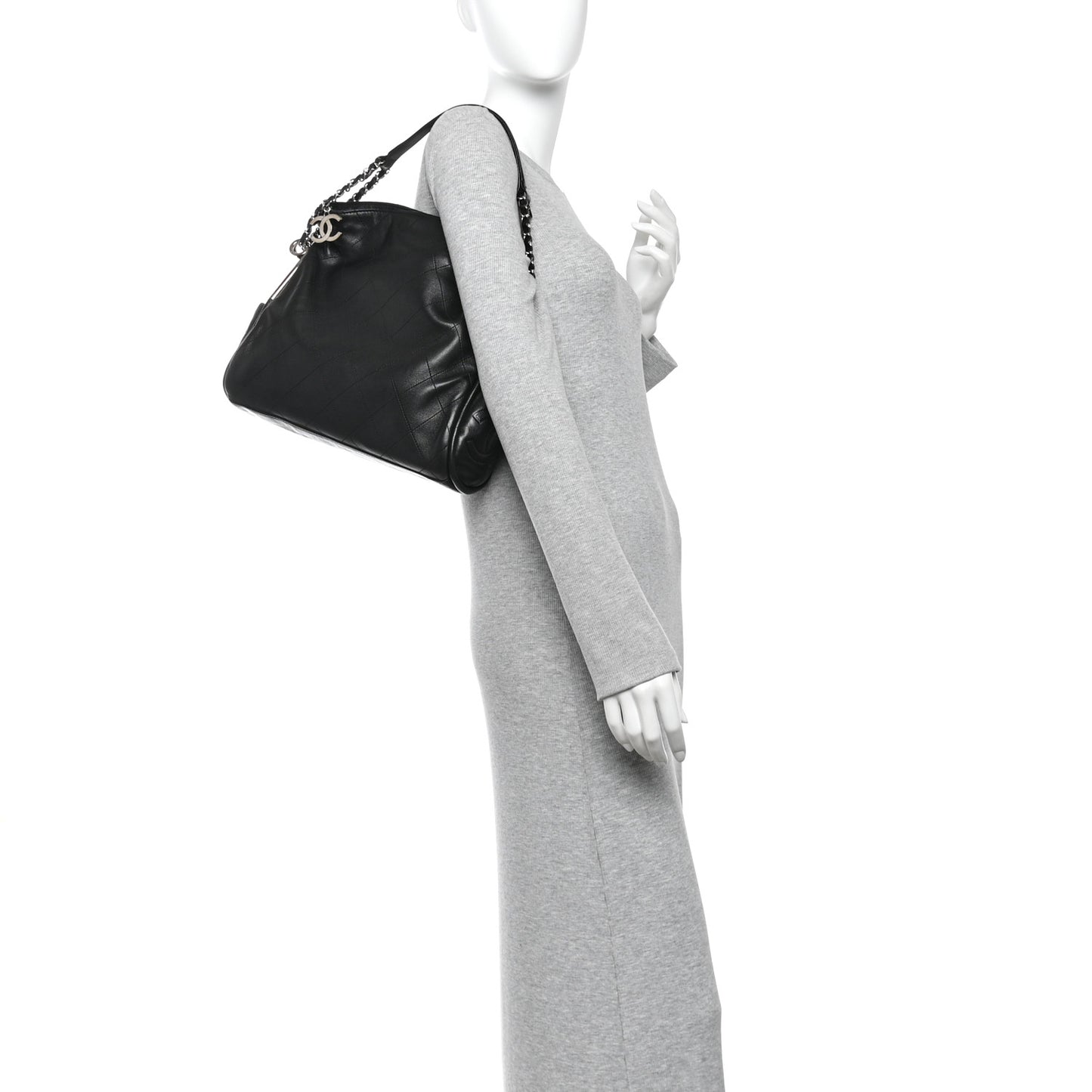 Lambskin Stitched Medium Ultimate Soft Tote Black