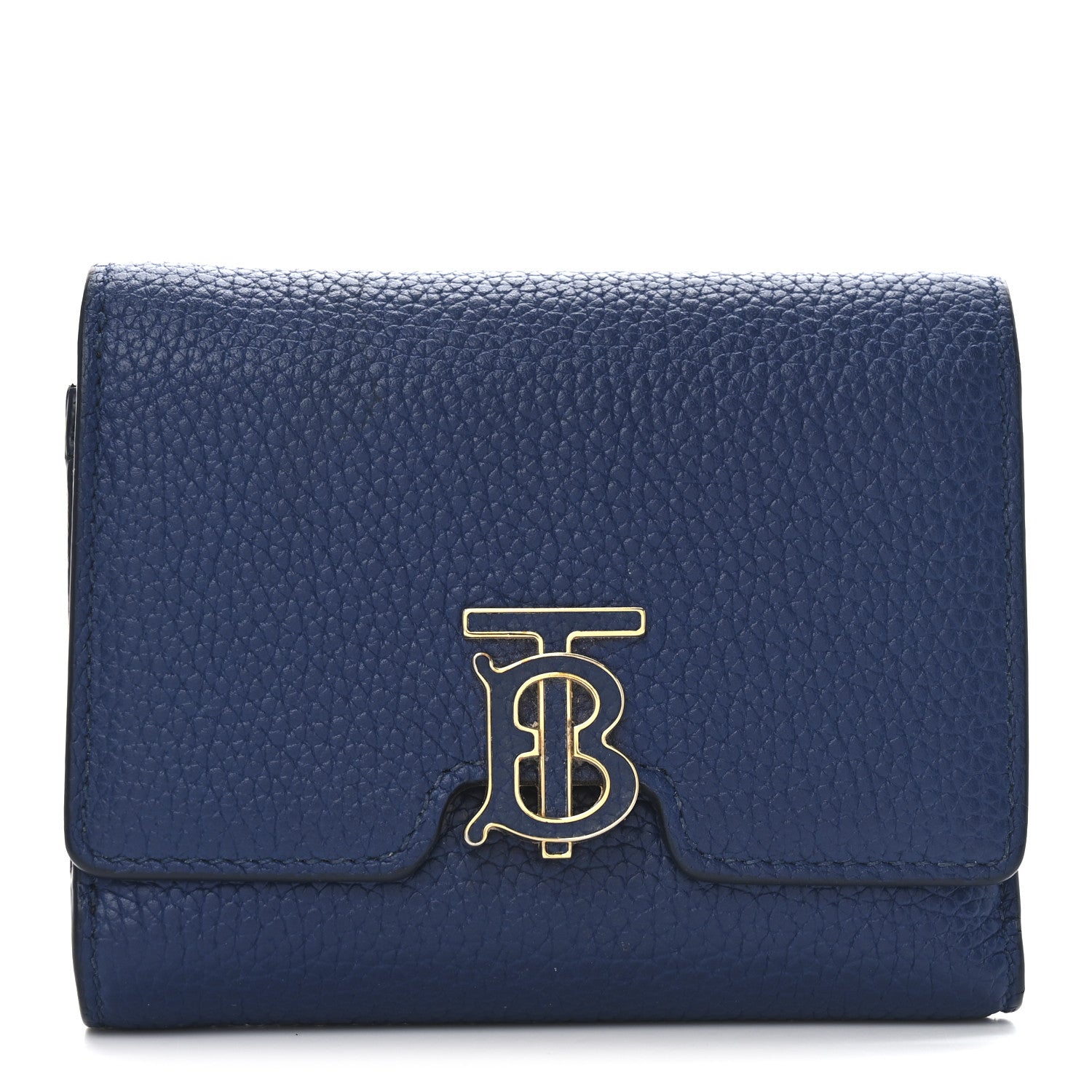 Burberry Grained Calfskin TB Compact Wallet Rich Navy 1 of 6