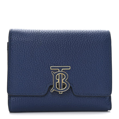 Burberry Grained Calfskin TB Compact Wallet Rich Navy 1 of 6