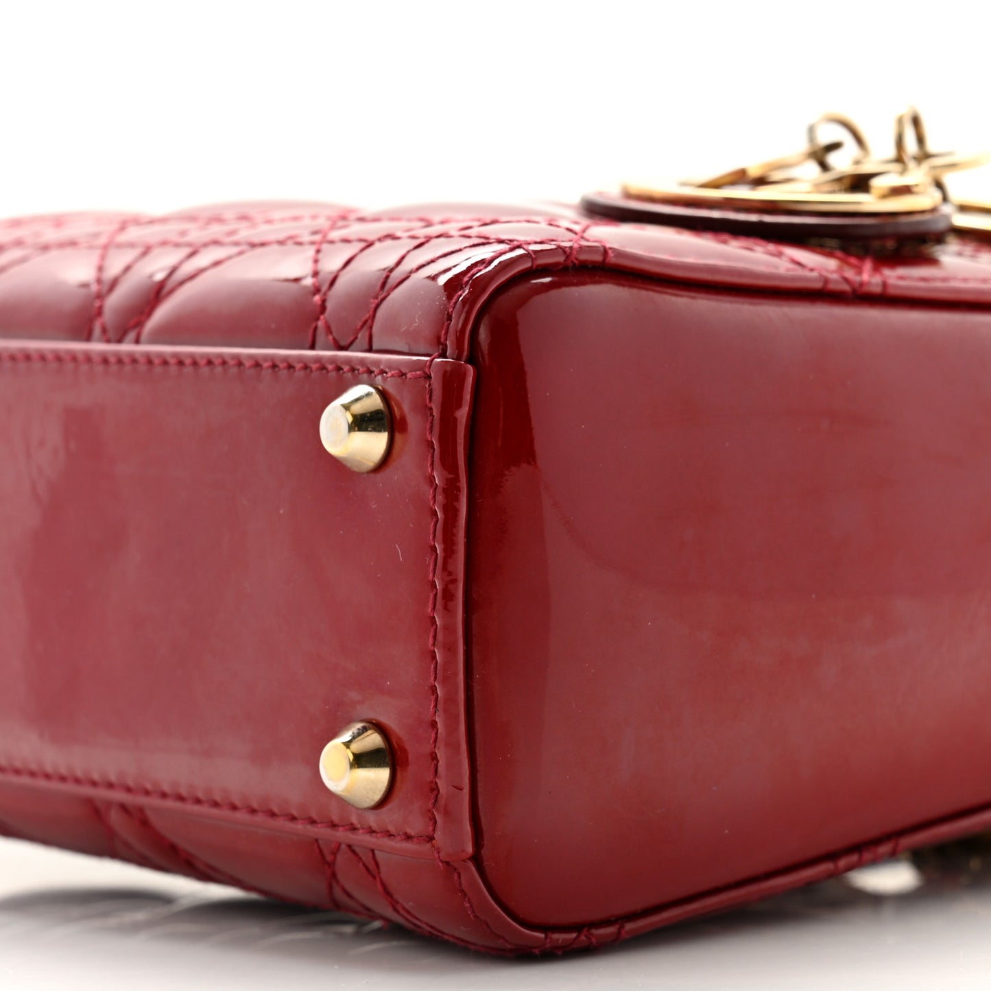 Patent Cannage Mini Lady Dior Red