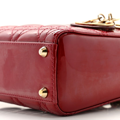 Christian Dior Patent Cannage Mini Lady Dior Red 9 of 12