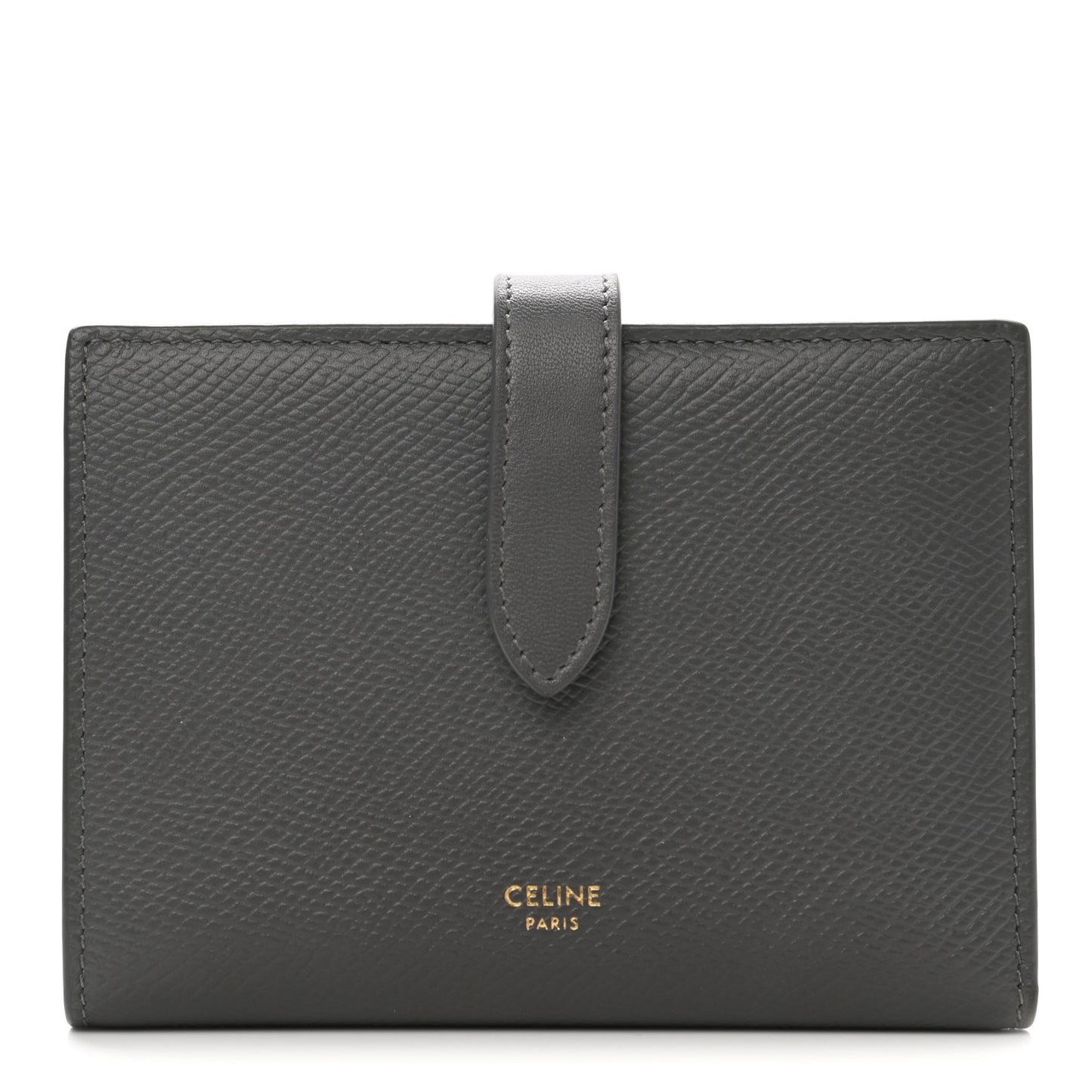 Grained Calfskin Medium Multifunction Strap Wallet Pebble