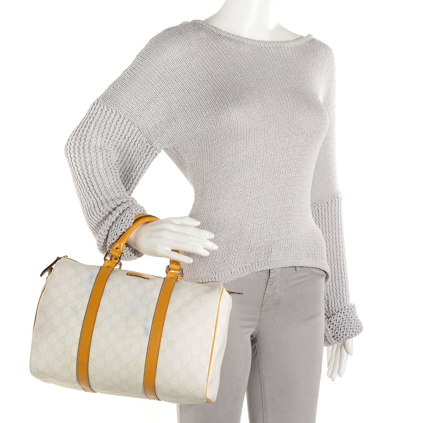 GG Supreme Monogram Medium Joy Boston White Yellow