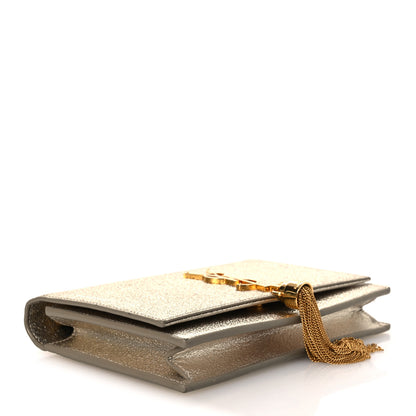 Saint Laurent Metallic Calfskin Classic Monogram Kate Tassel Chain Wallet Platine 4 of 14