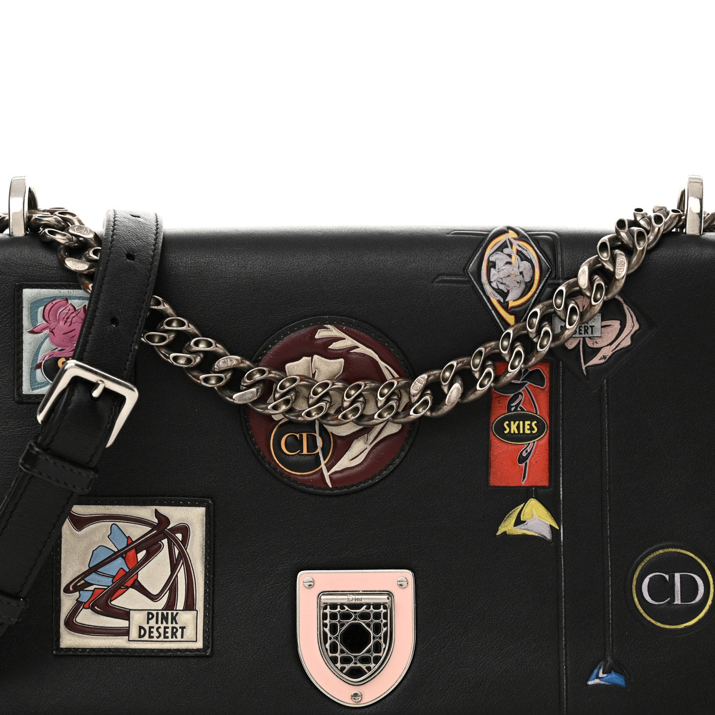 Calfskin Paradise Diorama Flap Bag Black