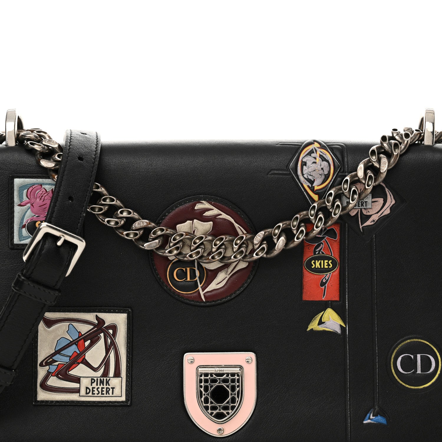 Christian Dior Calfskin Paradise Diorama Flap Bag Black 7 of 15
