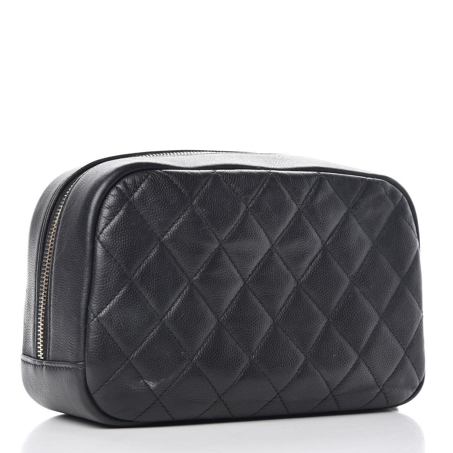 Caviar Quilted Curvy Pouch Cosmetic Case Black