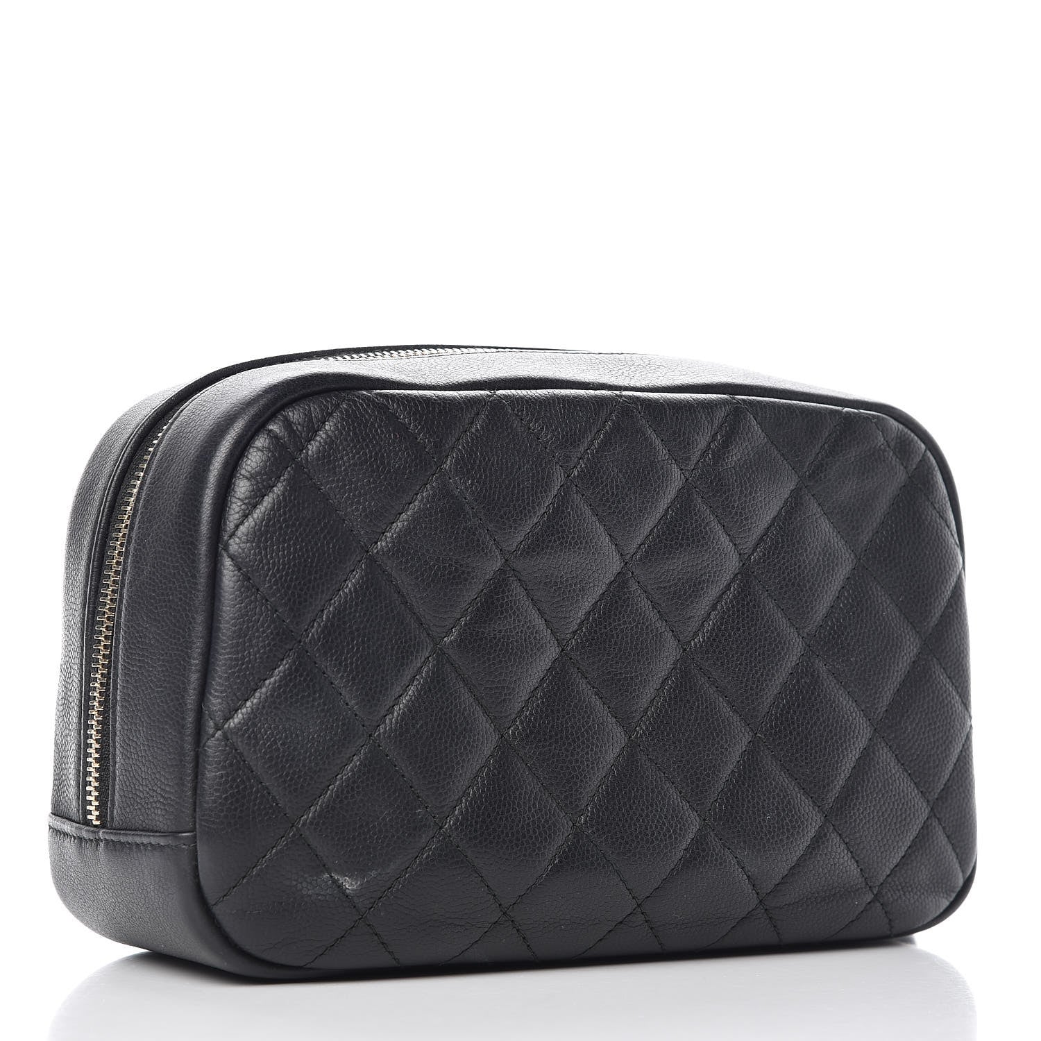 Chanel Caviar Quilted Curvy Pouch Cosmetic Case Black 3 of 19