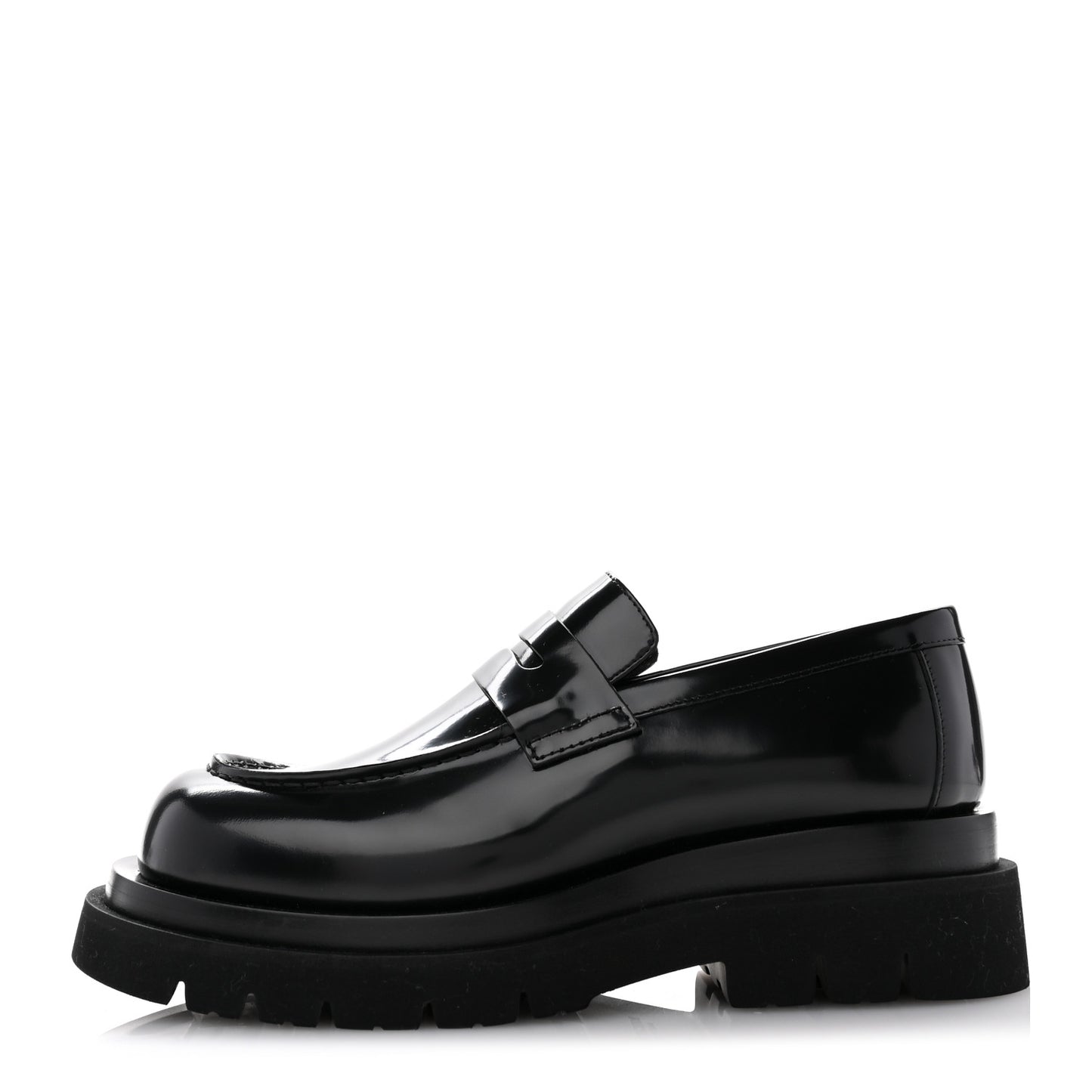 Soft Vinyl Calfskin Lug Loafers 39.5 Black