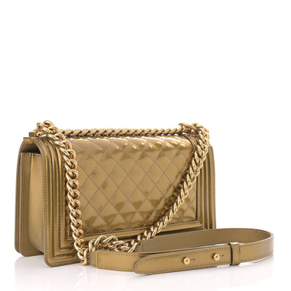 Chanel Metallic Patent Calfskin Quilted Medium Boy Flap Gold 3 of 16