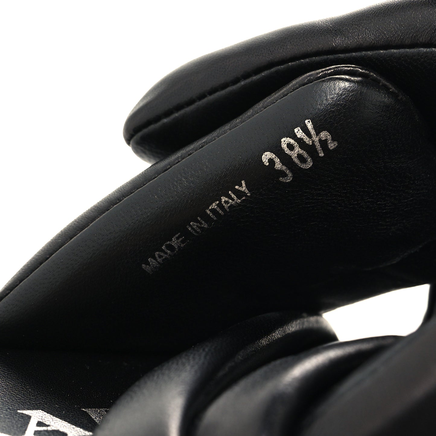 Nappa Soft Metal Triangle Logo Padded Slingback Wedge Sandals 38.5 Black