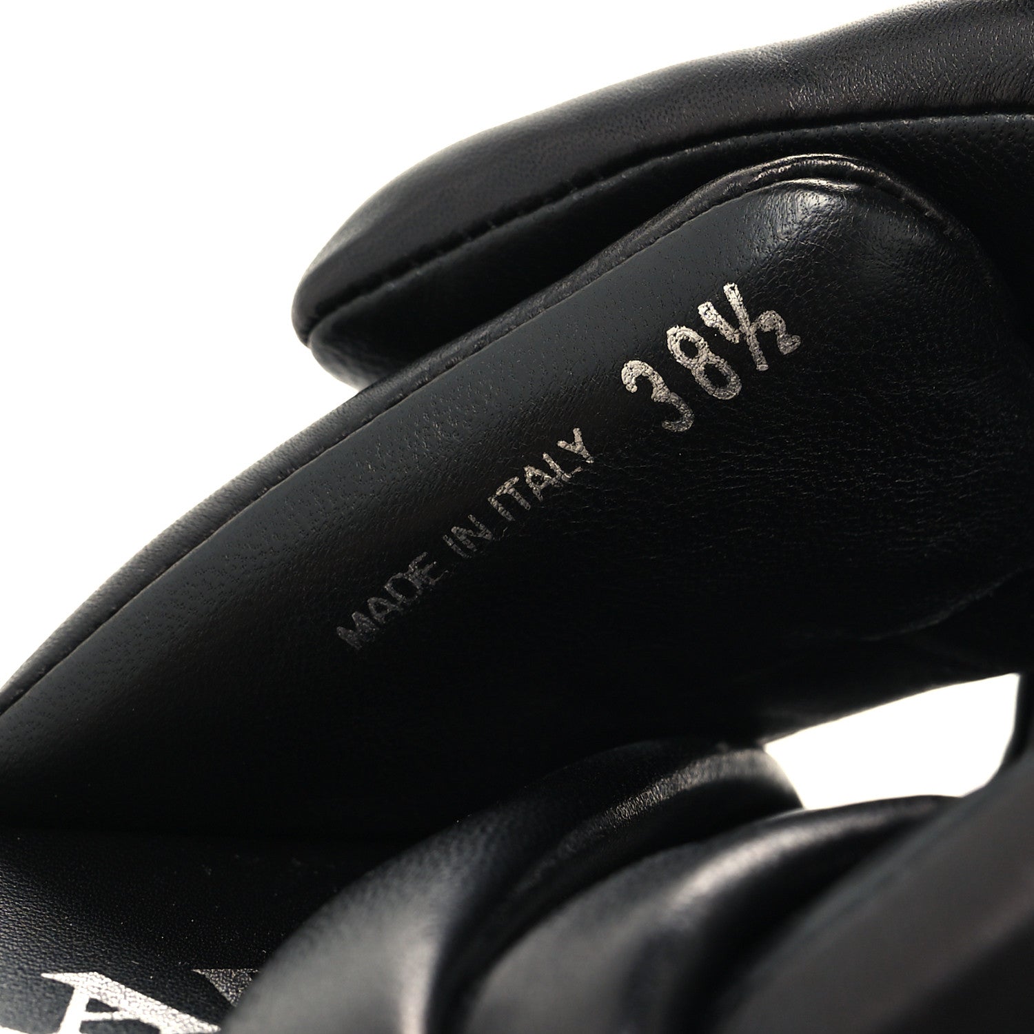 Prada Nappa Soft Metal Triangle Logo Padded Slingback Wedge Sandals 38.5 Black 6 of 8