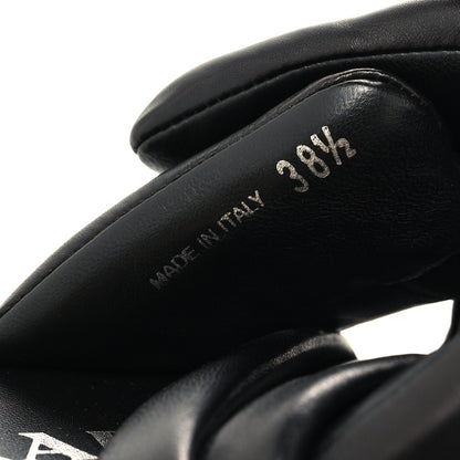 Prada Nappa Soft Metal Triangle Logo Padded Slingback Wedge Sandals 38.5 Black 6 of 8