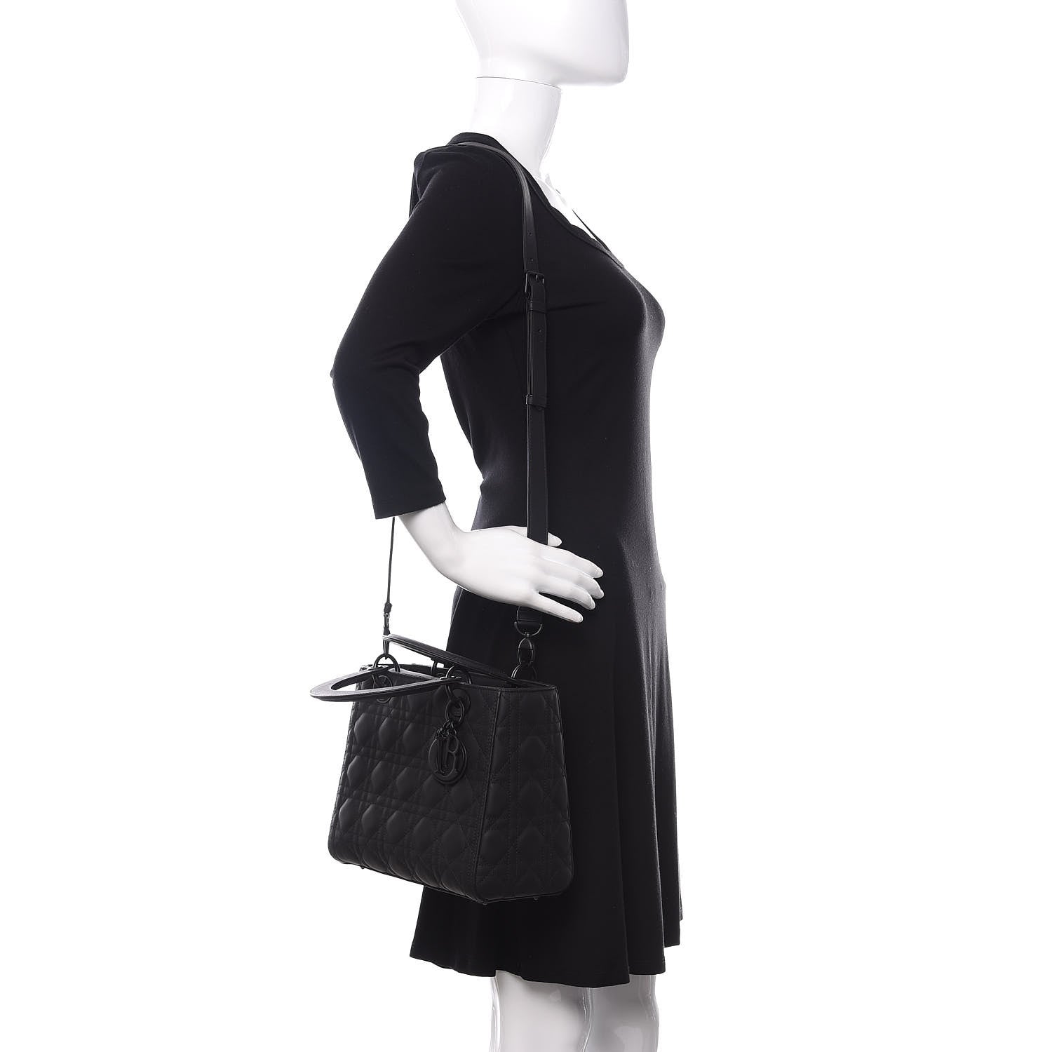 Christian Dior Ultra Matte Calfskin Cannage Medium Lady Dior Black 2 of 11