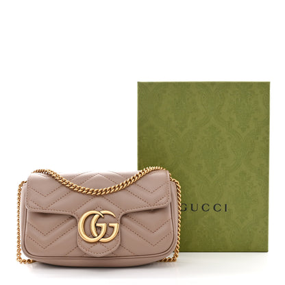 Gucci Calfskin Matelasse Super Mini GG Marmont Shoulder Bag Porcelain Rose 11 of 11