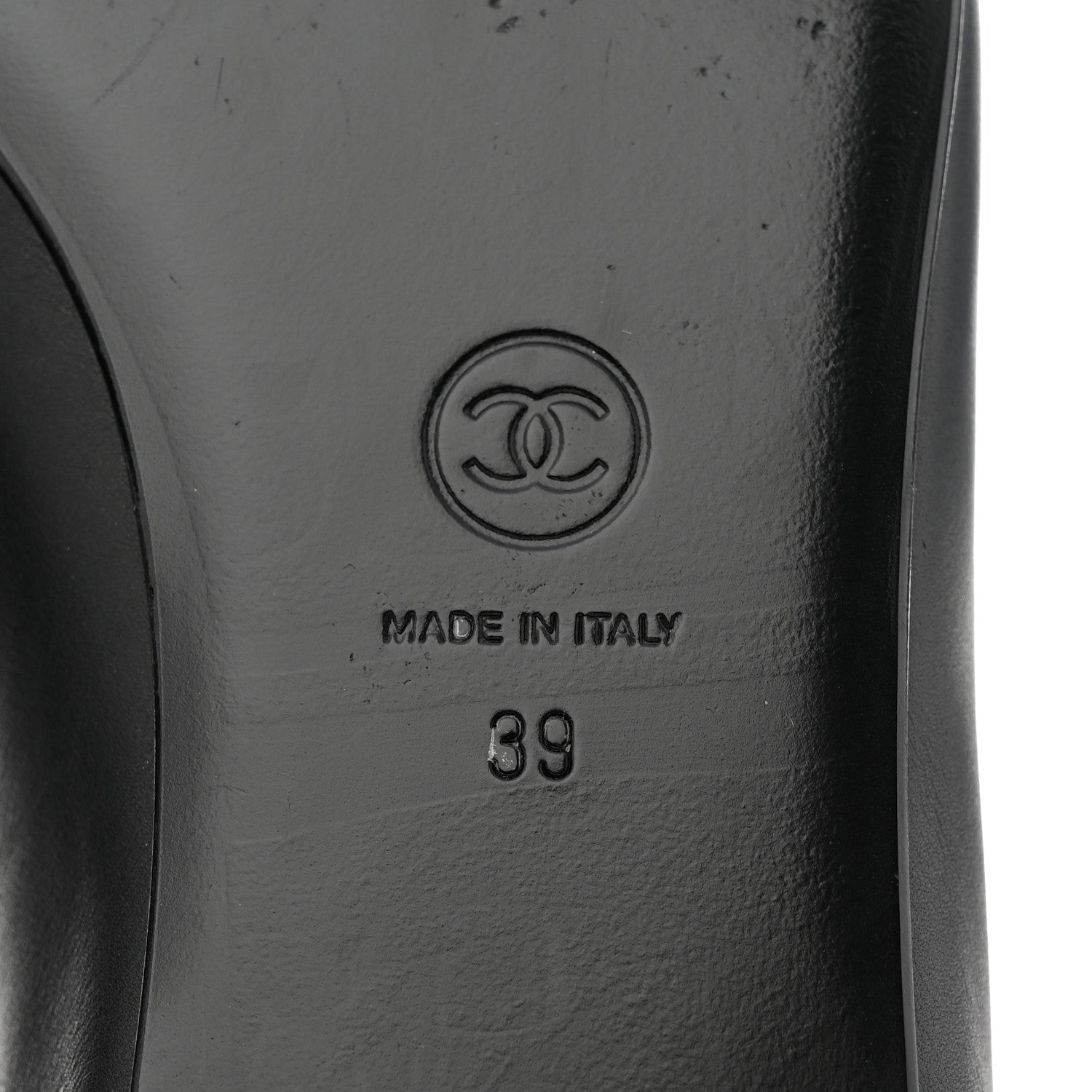Chanel Calfskin Metallic Goatskin CC Cap Toe Ballerina Flats 39 Black Silver 8 of 9