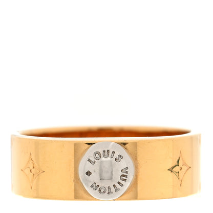 Louis Vuitton Brass Monogram Engraved Nanogram Ring S Gold 1 of 4