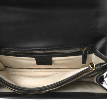 Gucci Knight Calfskin Malaga Kid Heart Medium GG Marmont Chain Handle Bag Black Hibiscus Red Multicolor 5 of 13