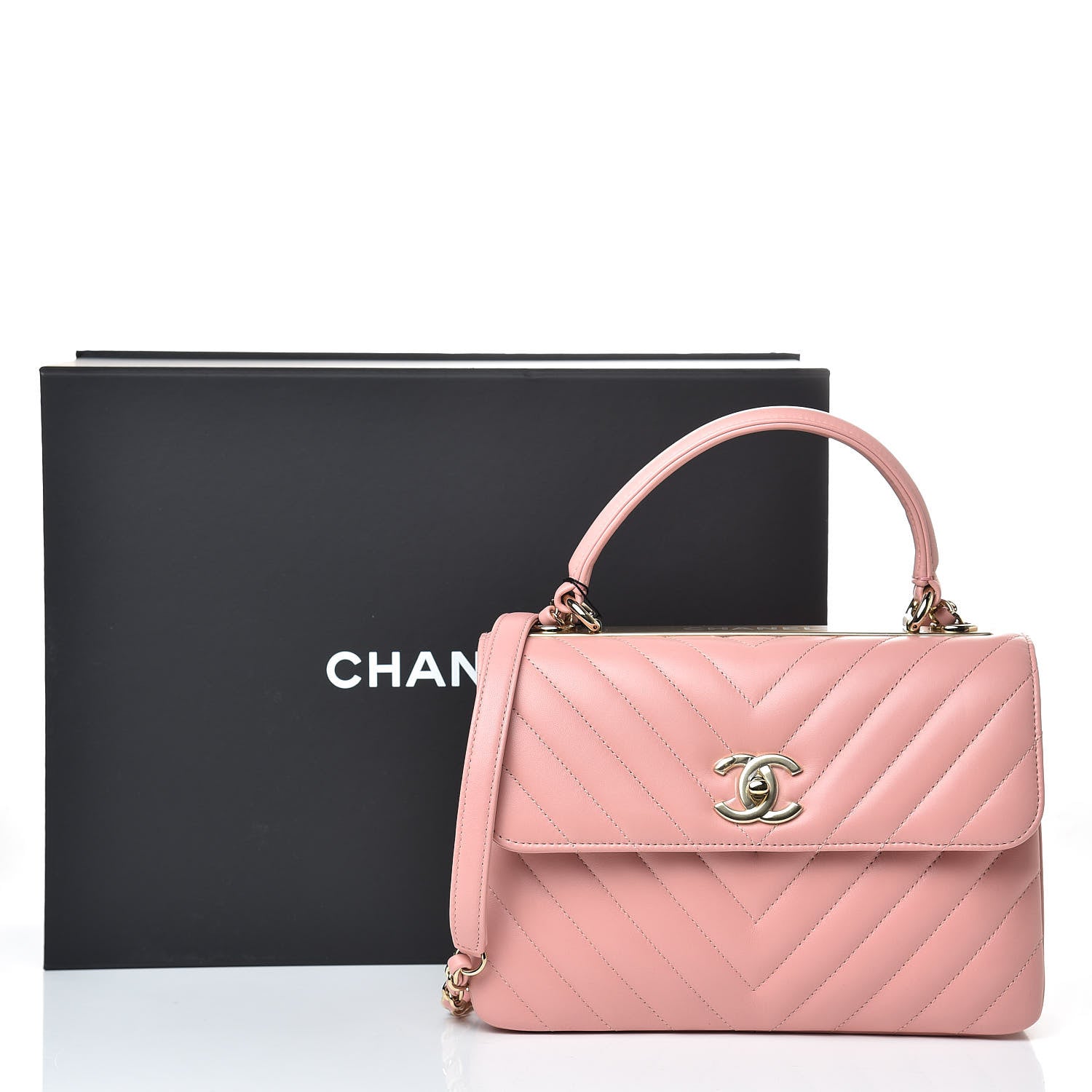 Chanel Lambskin Chevron Quilted Small Trendy CC Dual Handle Flap Bag Light Pink 11 of 11