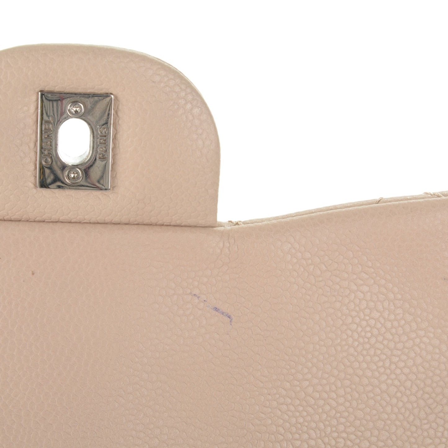 Washed Caviar Quilted Jumbo Single Flap Beige Clair