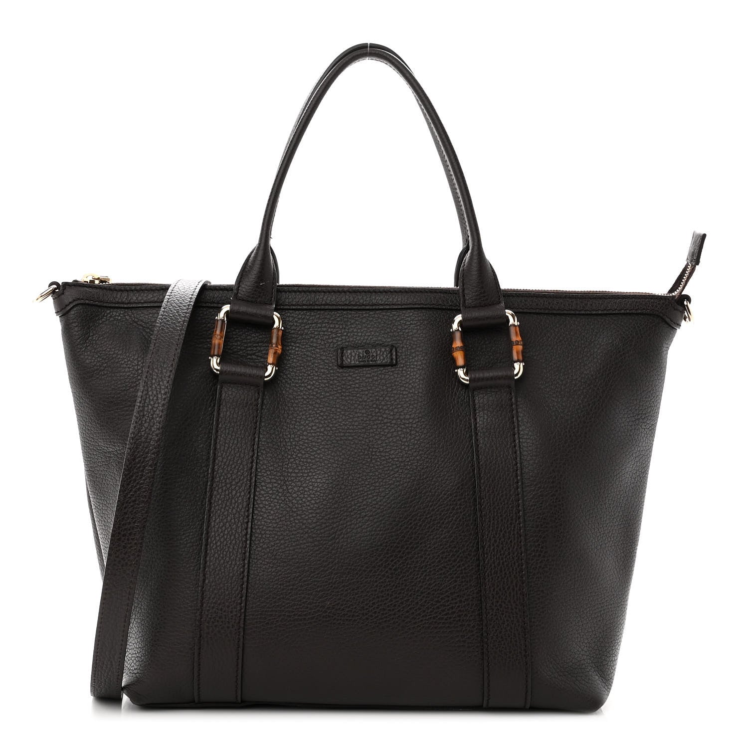 Gucci Calfskin Bamboo Top Handle Tote Dark Brown 1 of 12