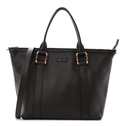 Gucci Calfskin Bamboo Top Handle Tote Dark Brown 1 of 12