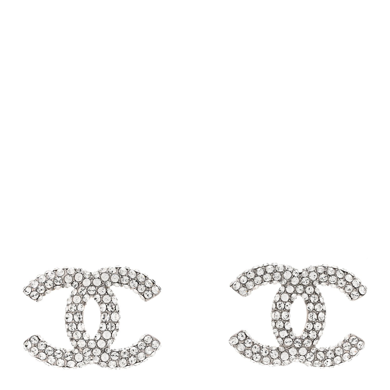 Chanel Crystal CC Earrings Silver 1 of 4