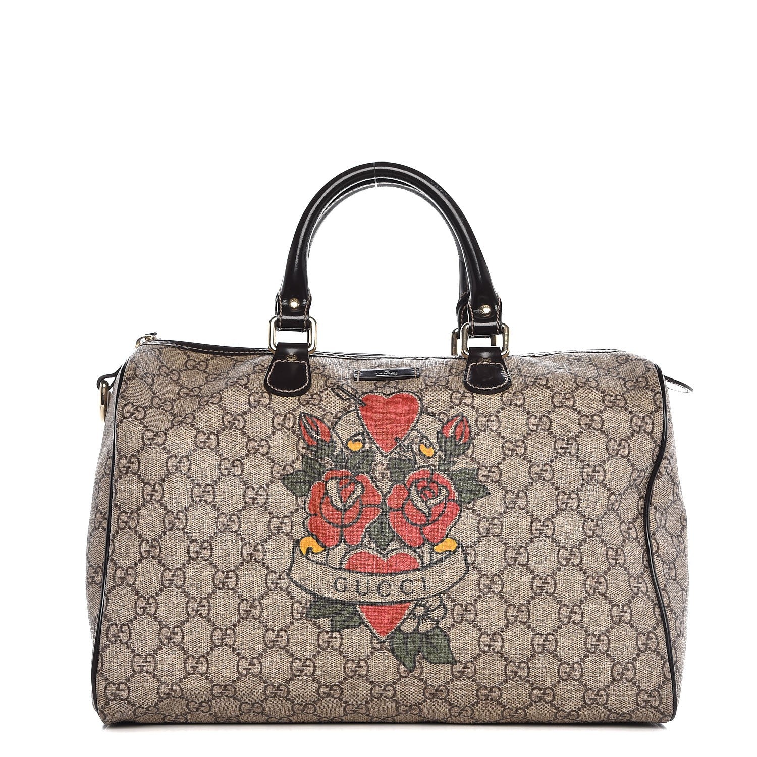 Gucci GG Plus Monogram Tattoo Heart Medium Joy Boston Dark Brown 1 of 12