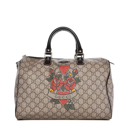Gucci GG Plus Monogram Tattoo Heart Medium Joy Boston Dark Brown 1 of 12