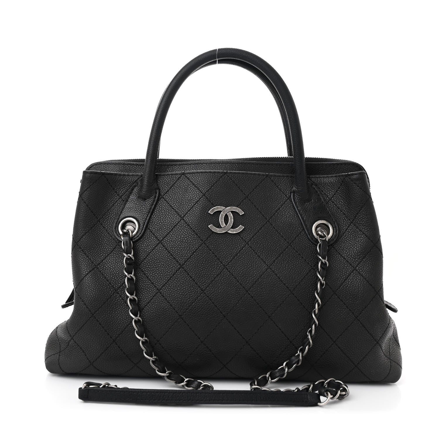 Chanel Grained Vegetal Calfskin Small Urban Shopping Tote Black 1 of 10