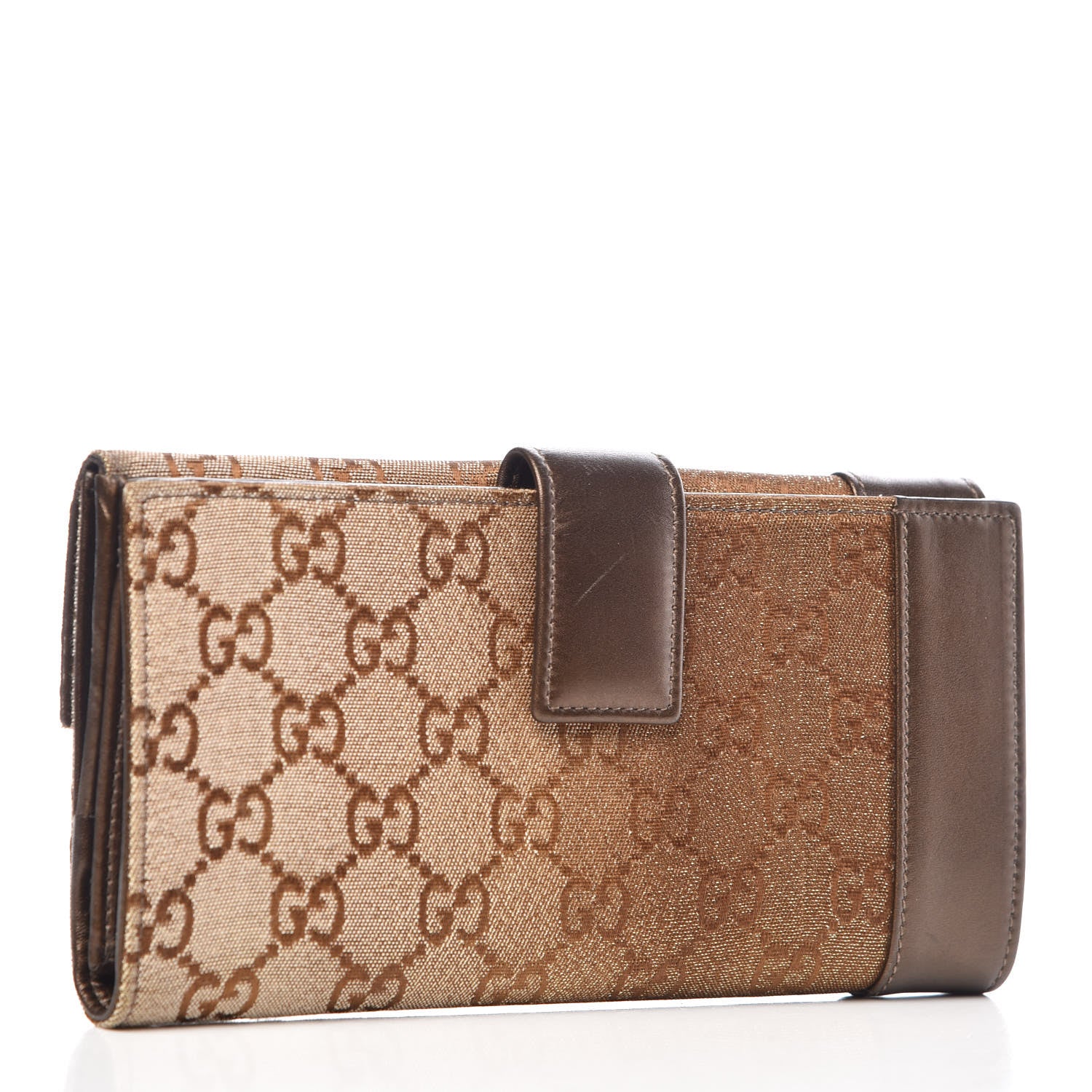 Gucci Metallic Monogram Continental Wallet Brown 3 of 10