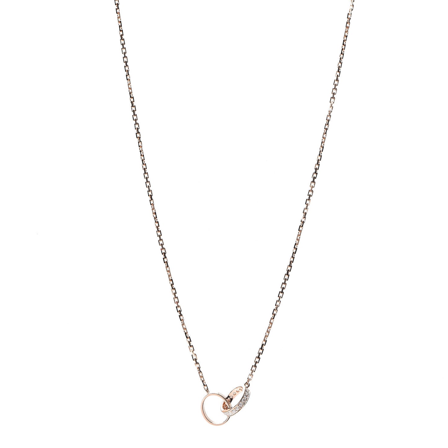 18K Pink Gold Diamond Interlocking LOVE Necklace