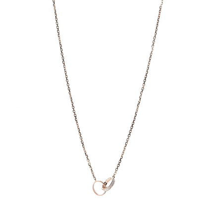 Cartier 18K Pink Gold Diamond Interlocking LOVE Necklace 1 of 6