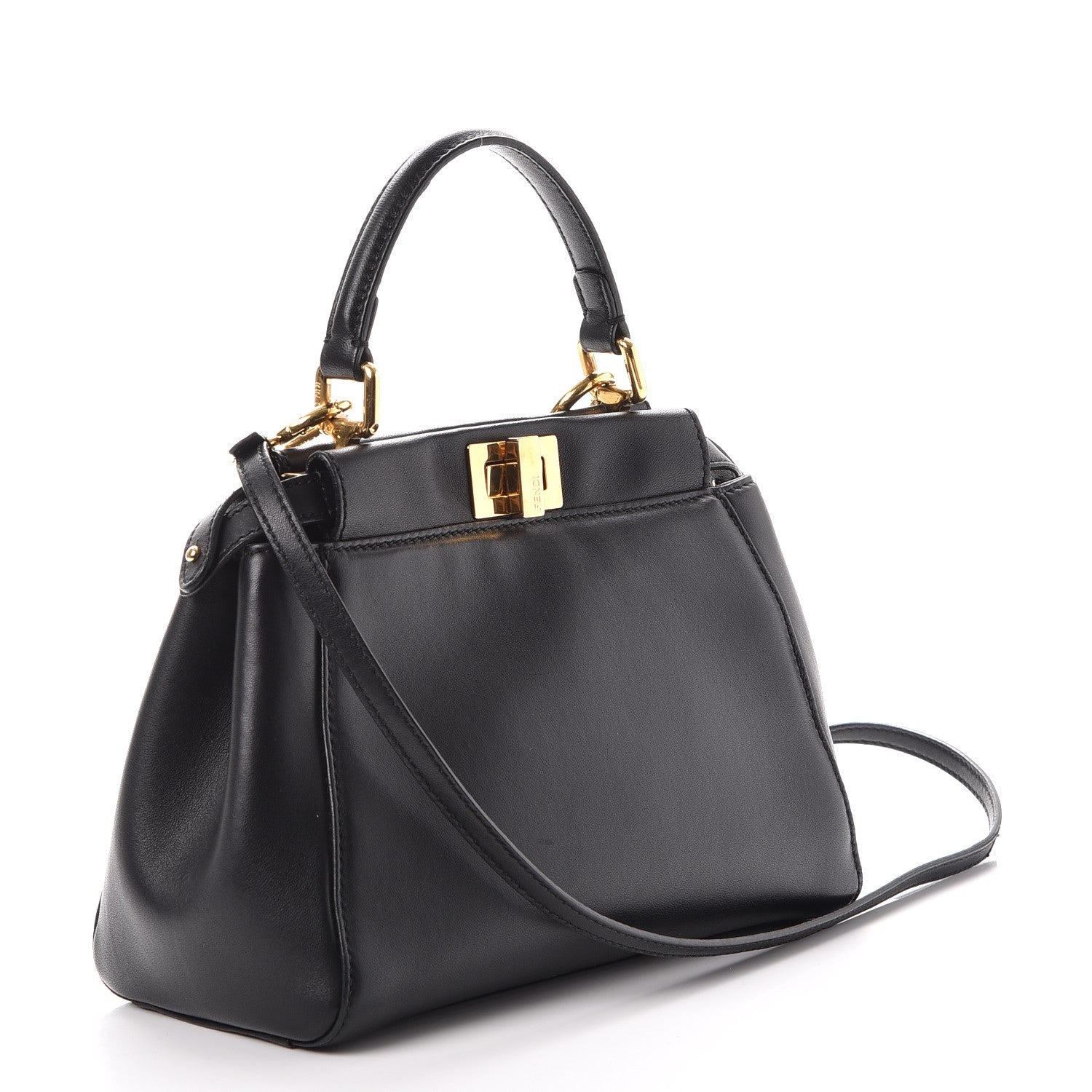 Fendi Nappa Mini Peekaboo Iconic Satchel Black 3 of 9