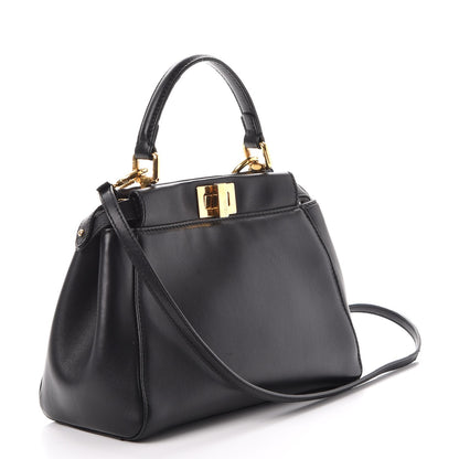 Fendi Nappa Mini Peekaboo Iconic Satchel Black 3 of 9