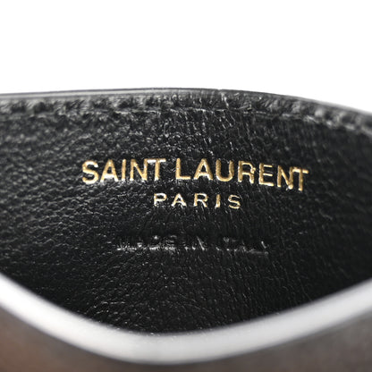 Saint Laurent Grain De Poudre Matelasse Chevron Monogram Credit Card Case Black 6 of 10