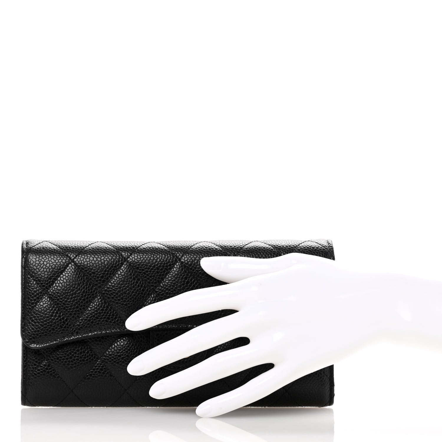 Chanel Caviar Quilted Large Gusset Flap Wallet Black 2 of 14