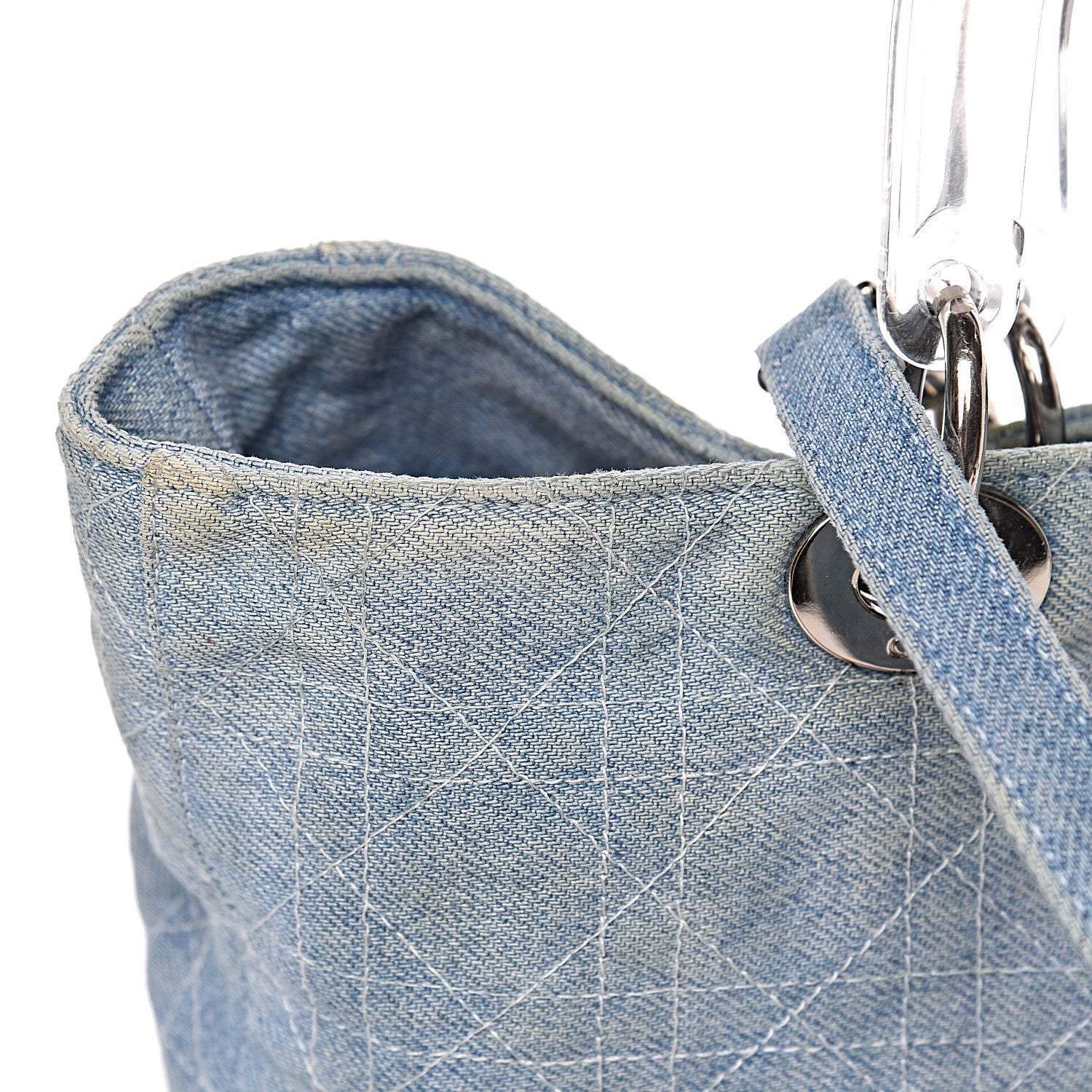 Christian Dior Denim Cannage Large Lady Dior Tote Blue 10 of 17