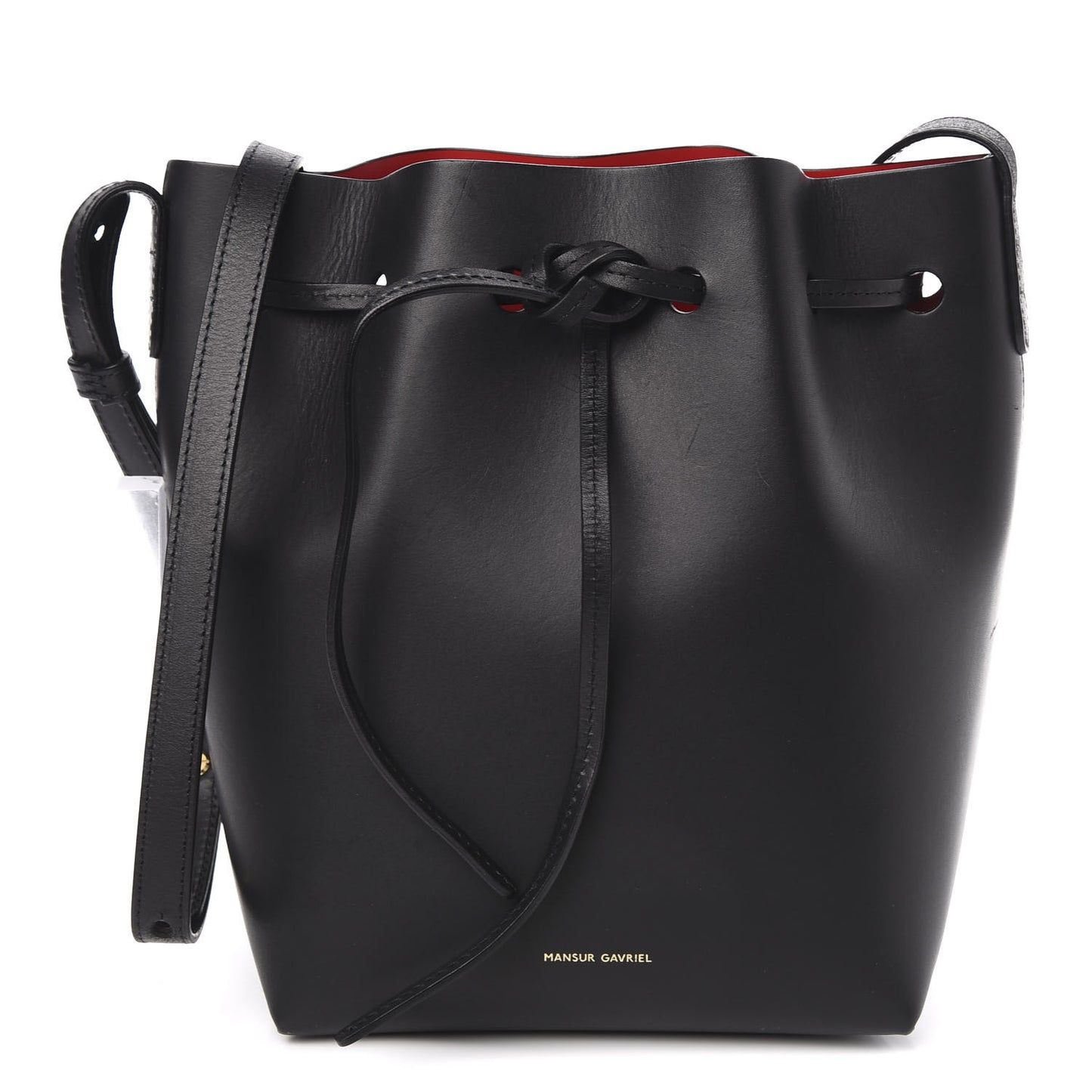 Vegetable Tanned Calfskin Mini Bucket Bag Black Flamma